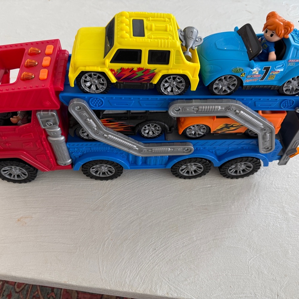 Vibrant Multi-Color Toy Car Transporter by [Brand]